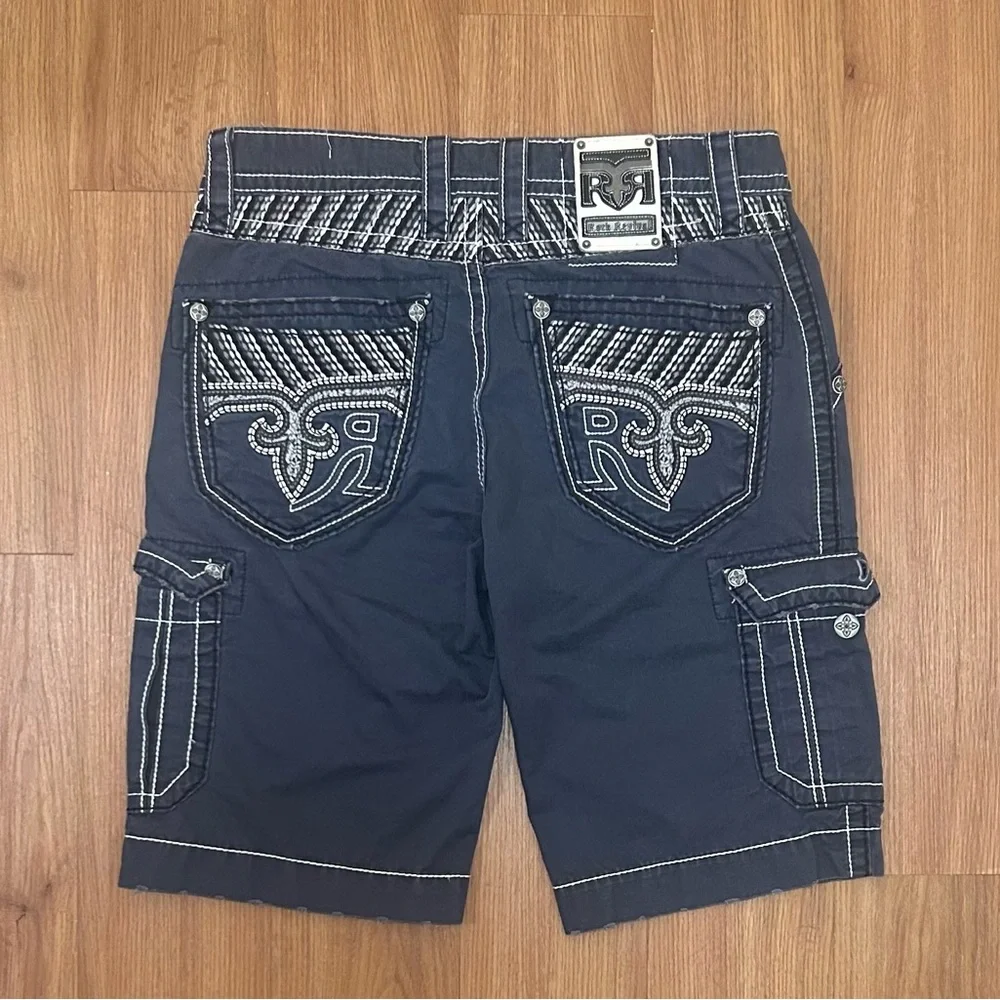 Rock Revival Men's Dark Blue Cargo Shorts